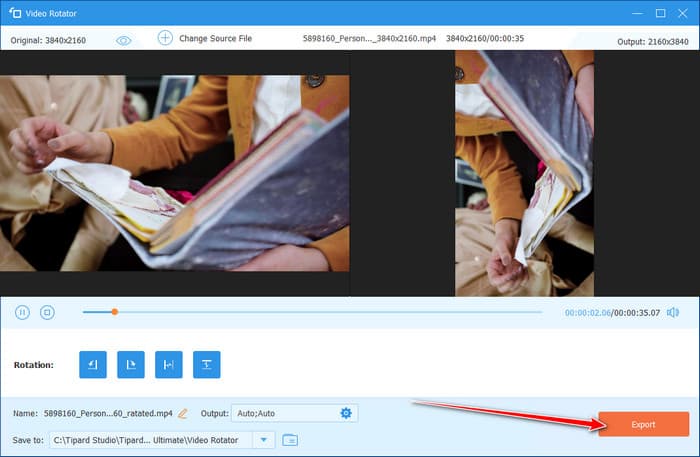 Export Rotated Video