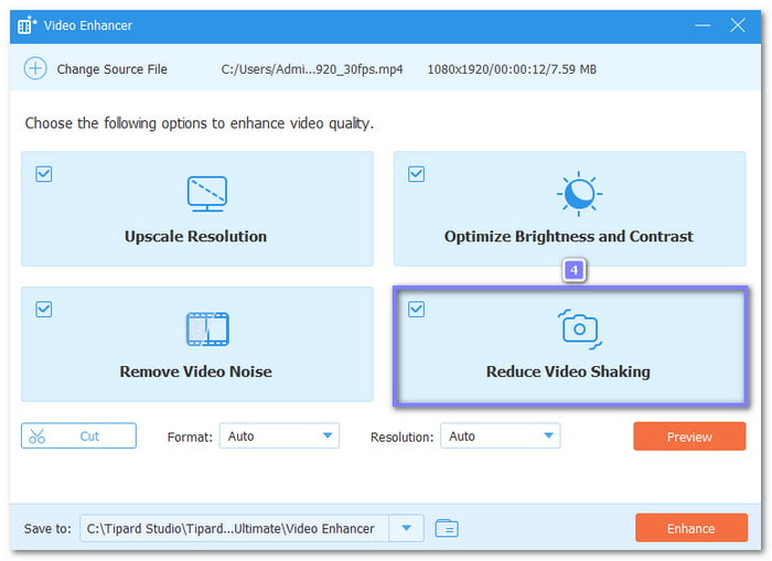 Enable Reduce Video Shakiness