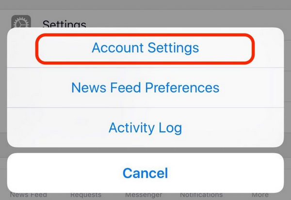 Facebook Mobile Account Settings