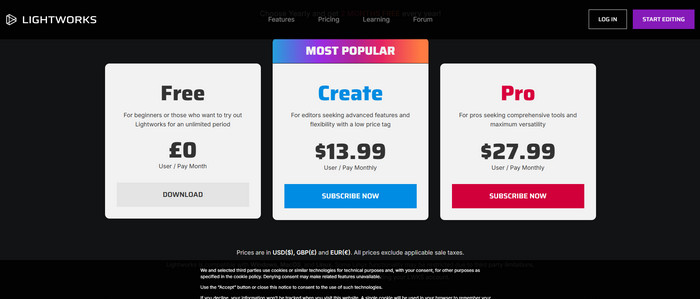 Lightworks Pricing