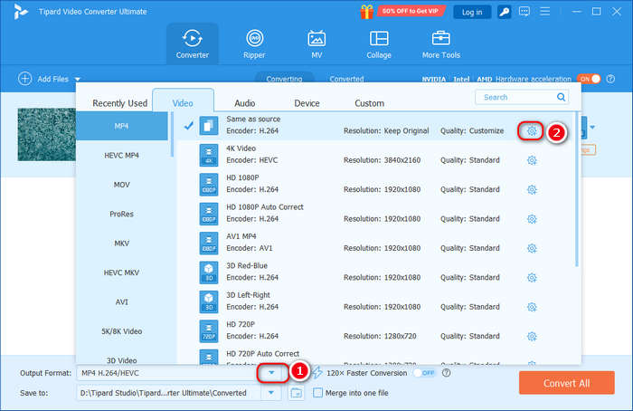 Select MP4 Format Tipard