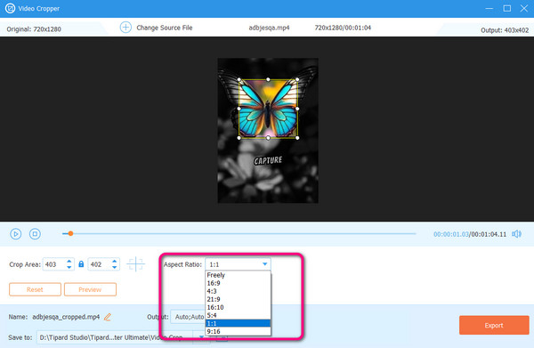 Start Choosing Aspect Ratio Tipard