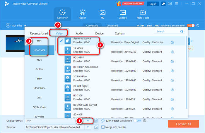 Select an MP4 Output Format in Tipard
