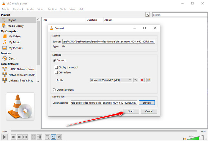 start-convert-vlc
