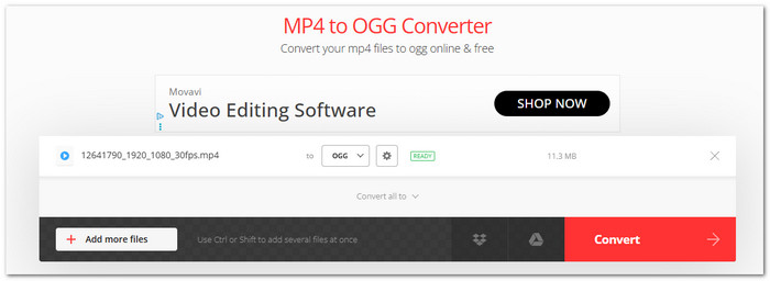 Convertio Online MP4 to OGG Converter
