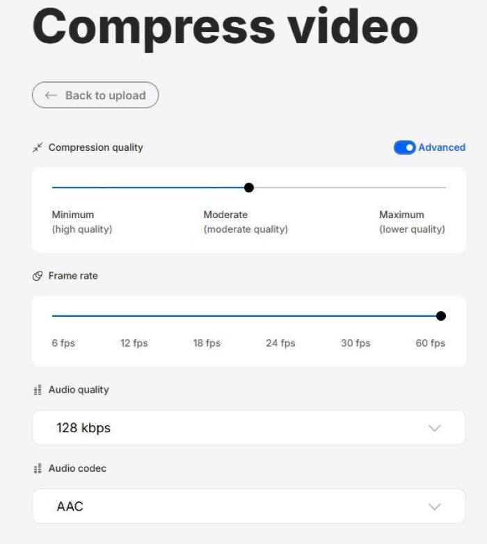 Options For Compression Invideo