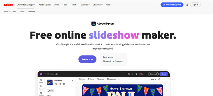 Adobe Express Interface