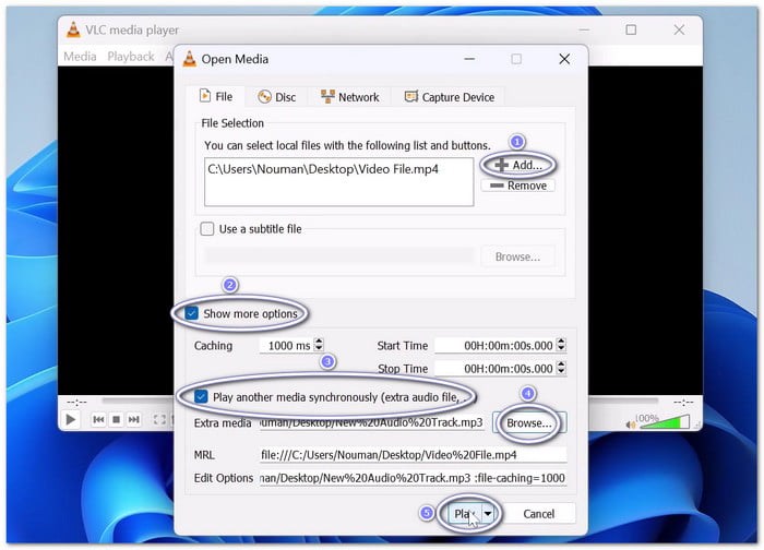 VLC Replace Audio in Video