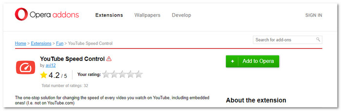 YouTube Speed Control Opera Video Speed Controller Extension