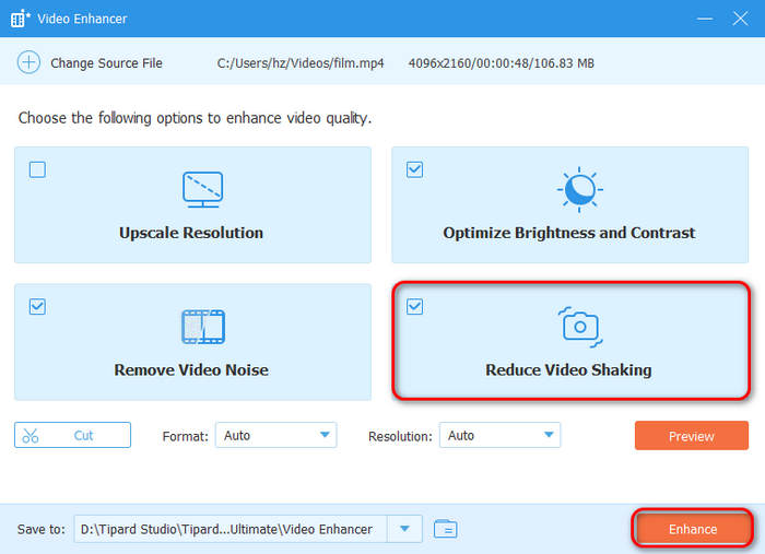 Remove Video Shaking in Tipard