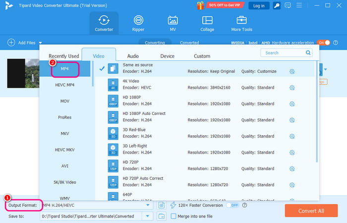 Choose Output Format Tipard