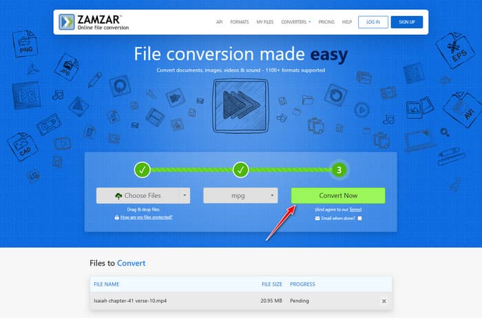 Convert Video Zamzar